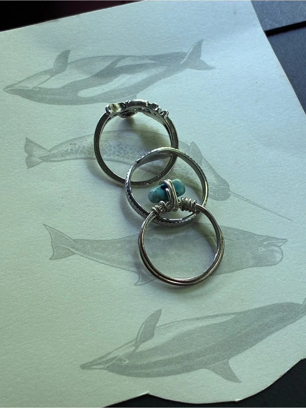 Silver boho ring set, size 7-9